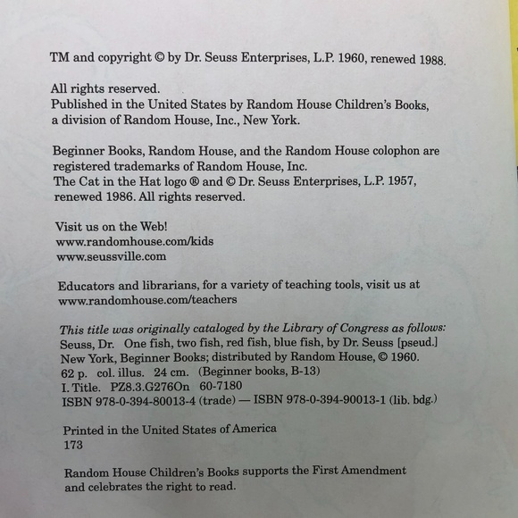 Dr. Seuss One Fish Two Fish Red Fish Blue Fish - Picture 15 of 15